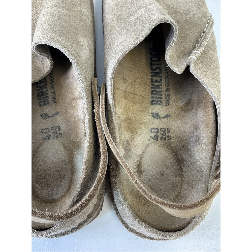 Birkenstock Lutry Premium Suede Euro 40 w-9 m 7 Gray Taupe Slip On Clog Sandals - Picture 3 of 8
